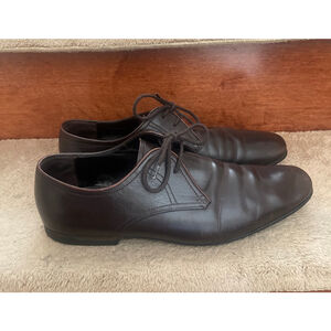 Authentic Gucci Brown Leather Oxfords Men Size 9 In Excellent Condition
